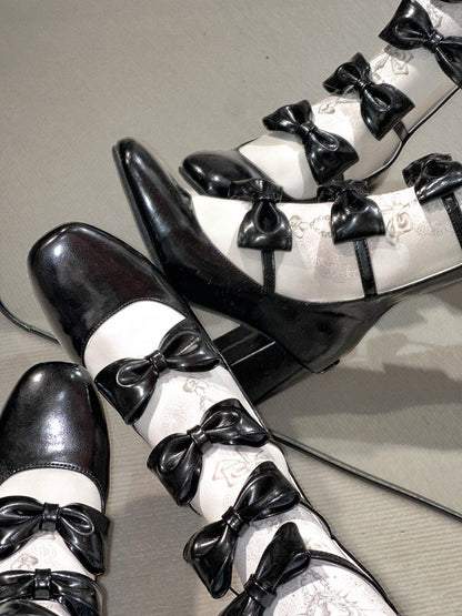 Black Lolita Square Toe Back Zip Boots 6.5CM 3CM Heel Height - EvilStar