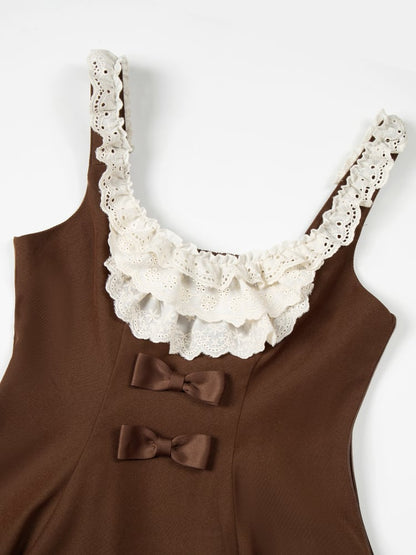 Version Elegant Embroidery Note Violin Lolita and Long Brown Dress Classic Musical