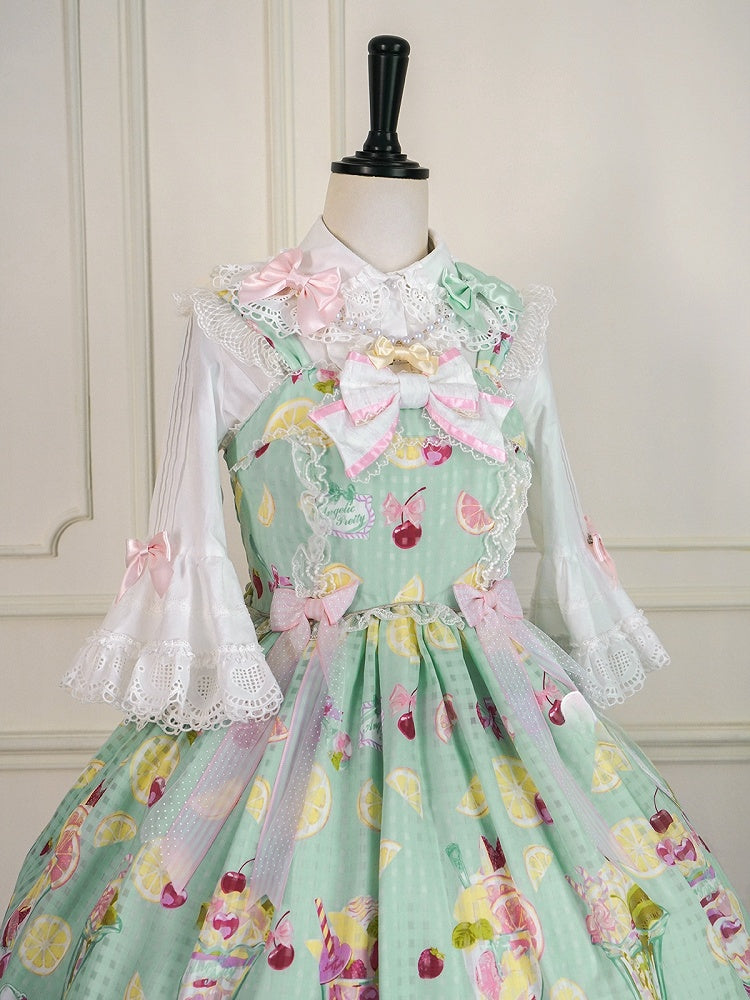 ホワイトラウンドフラットカラーベルスリーブコットンブラウス