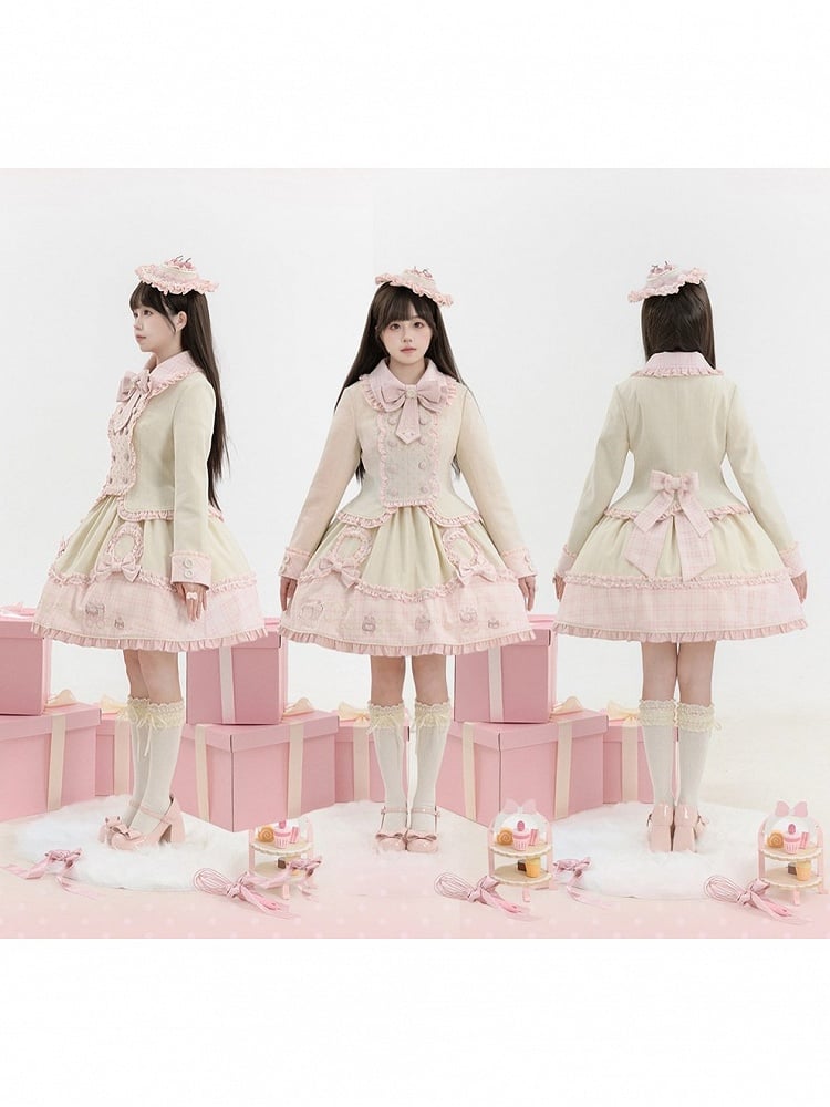 Sweet Pink Lolita Bow Double-Breasted Jacket - U.Rtto
