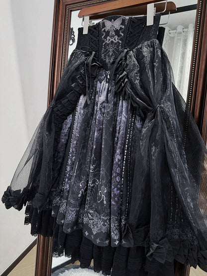 Skirt High Corset Belt Overlay with Waist Butterfly Gothic Embroidery Lolita