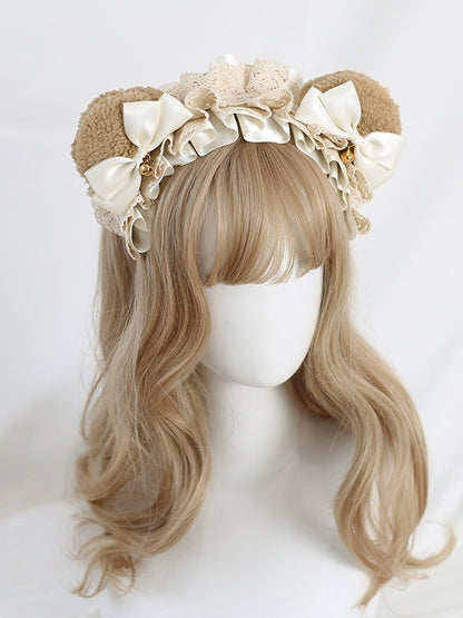 Brown Bowknot - And Available Lace Ear Colors Cute Sweet Lolita Bear 6 KC