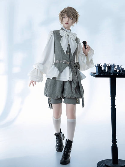 Prince Weste mit Stehkragen Grau Ouji Jacquard