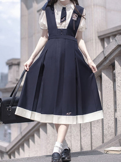 Tie Blue Letters Embroidery Dark