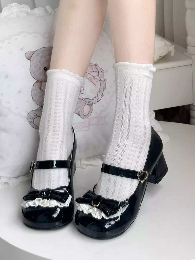 Black with 4.5cm Sweet Heel Mary Janes Lolita PU