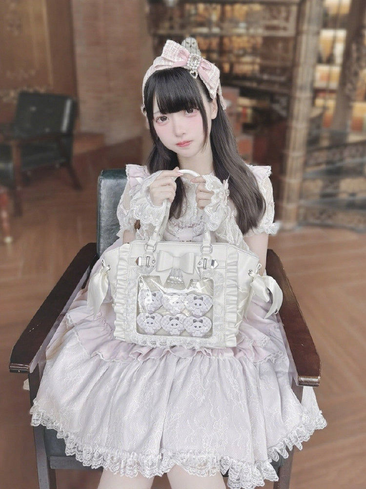 Ita Capacity – Jirai Trim White Kei Large Tote Lace