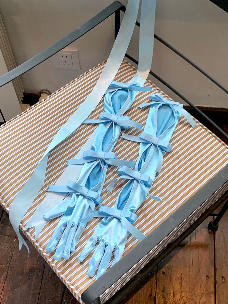 Blaue Bowknot Handschuhe Vintage