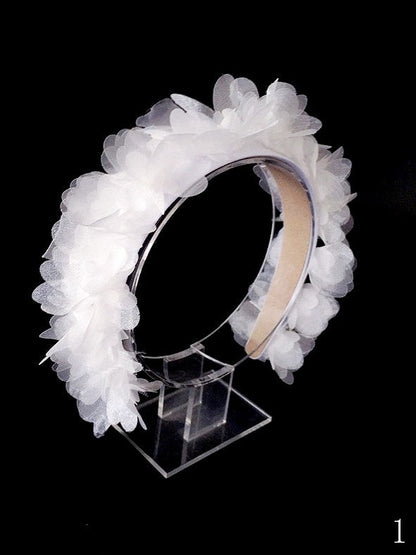 Floral Lolita Veil White KC Multi-layered with