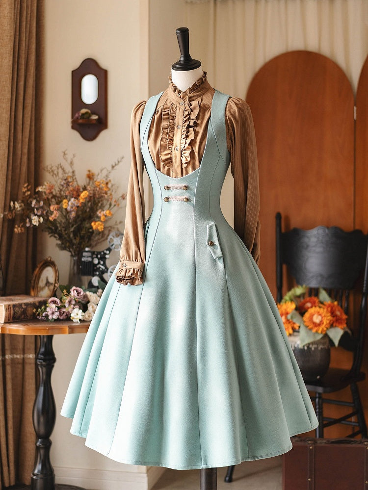 Under Blue Back Lacing Dress Mint Elegant with Bust Vintage