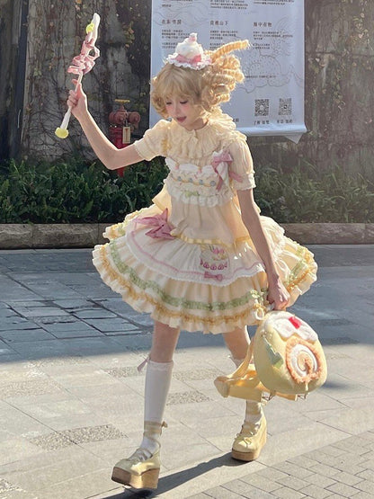 ジャンパーケーキ ストロベリースカート パステルカラー サマー クリーム 刺繍 スイート ロリータ