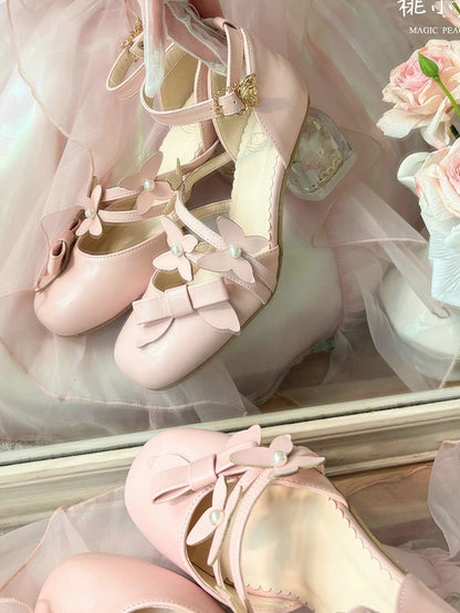 Accent Lolita Pink Mid Elegant Bow with Heels