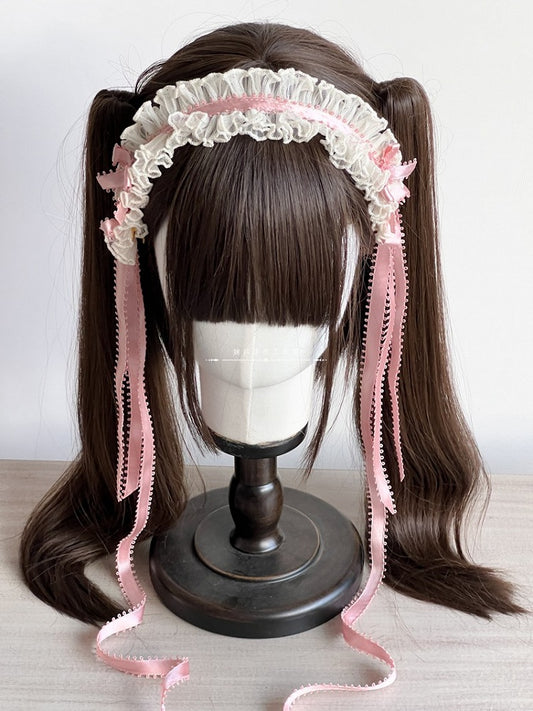 Lolita Color Ribbon Options Details Lace with and – Hairband 4 Bowknot