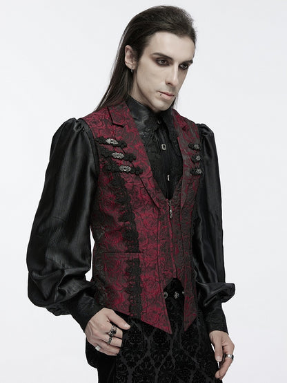 Rose Men's Vest Red Gorgeous Gothic