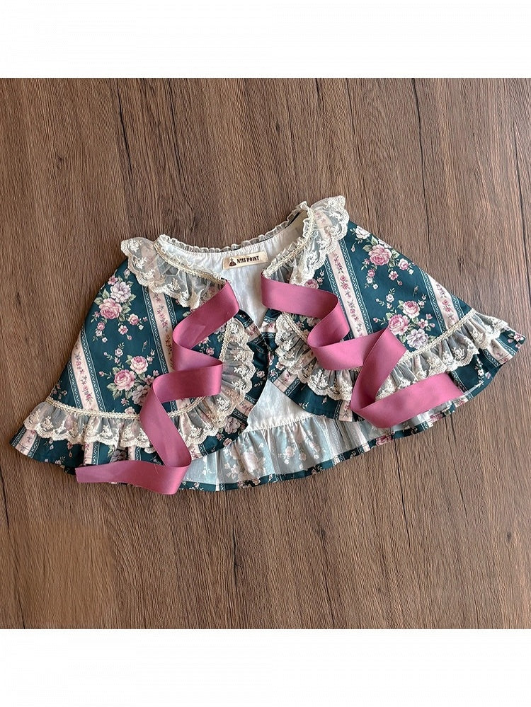 Three Color Cape Floral Print with Lace Trim - Miss Cube Dressworks