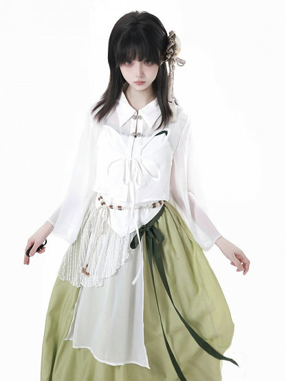 Contrast Green Trim White Cami Top