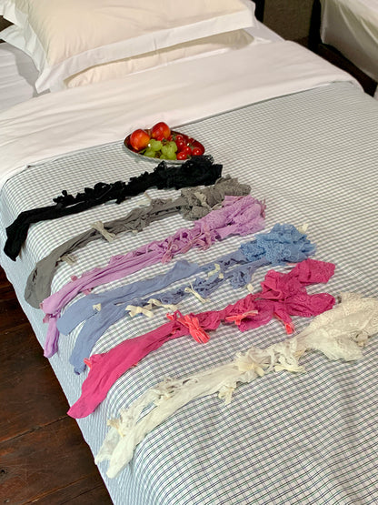 Spitzenbesatz Strümpfe Weiß/Rosa/Blau/Lila/Grau/Schwarz Design Asymmetrische Schleife Overknee