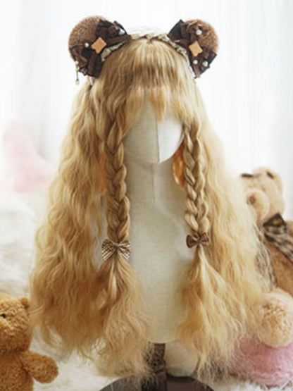 Blonde lange lockige Perücke mit Pony