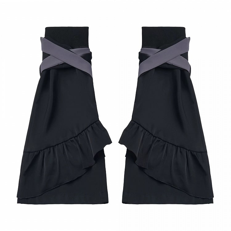 Black Leg Warmers with Ruffle Accents - PINK SAVIOR