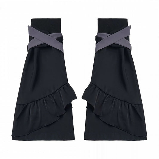 Black Leg Warmers with Ruffle Accents - PINK SAVIOR