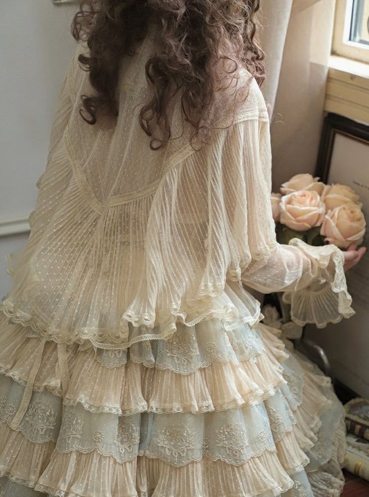 Beige Elegant Details Striped Lolita Shawl