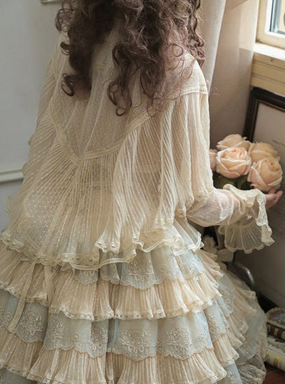Beige Elegant Details Striped Lolita Shawl