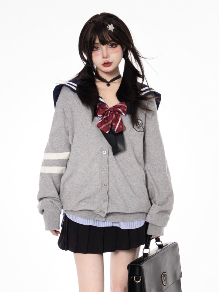 スタイルプリーツスカートダブルハートバックルブラックプレッピー