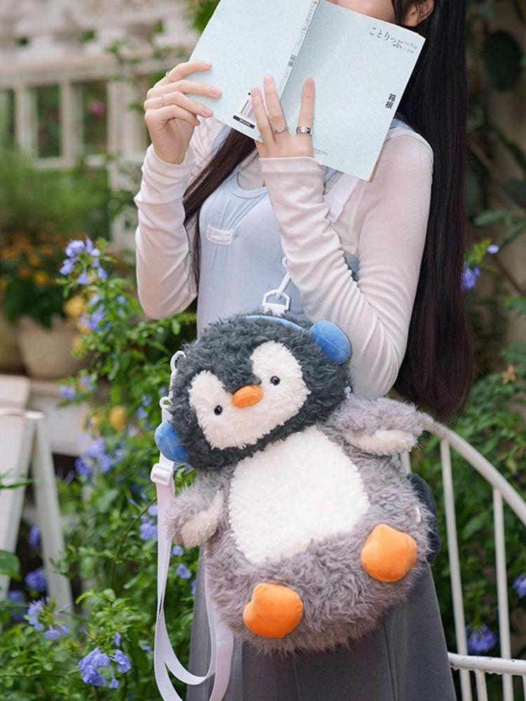 Backpack Plush Gray Cute Penguin