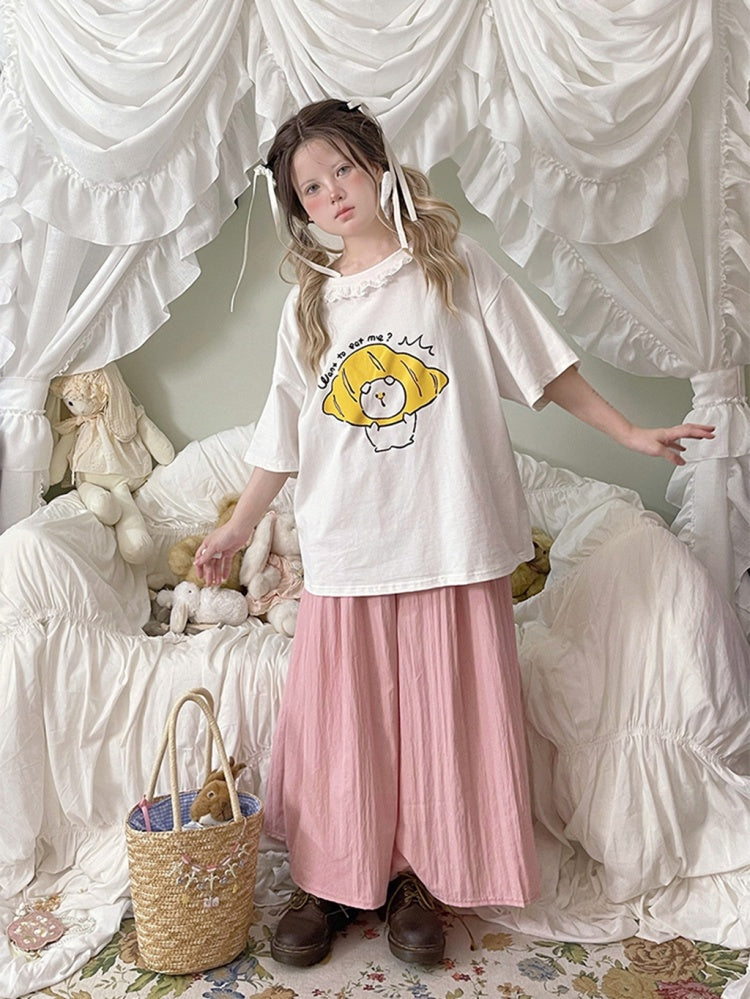 Rosa Khaki Weite Hose