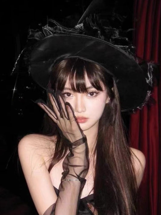2-Option Black Gothic Style Witch Hat - WhaleHall