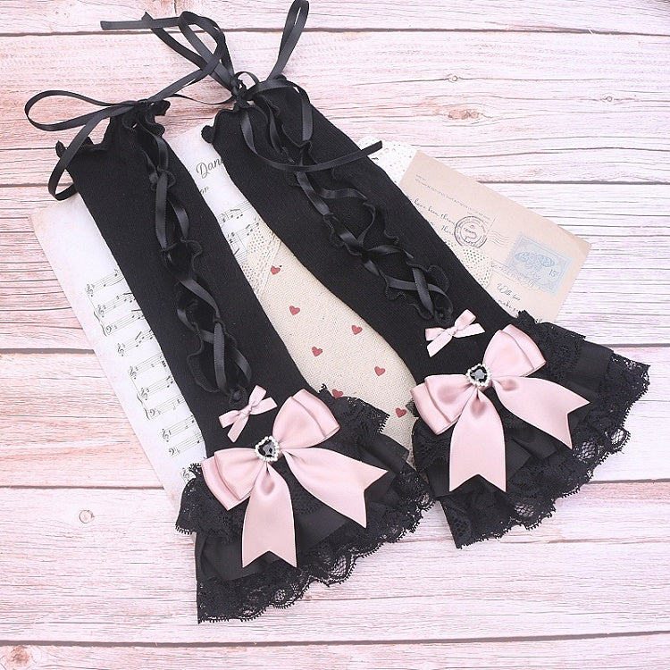 Rhinestone Bowknot Sleeves Options Arm Lace Color Kei Jirai 11