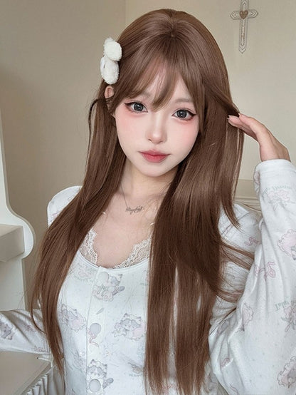 73CM Pony Gerade Braune Perücke Länge Mit Luft