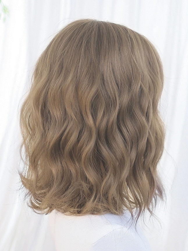 Air With Short Wigs 25-30cm Bangs Brown Wavy