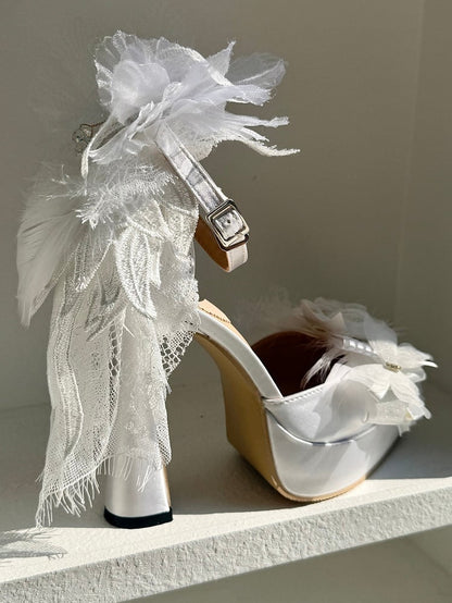 Bow with Goth Platform Elegant White at Shoes High-heel Top