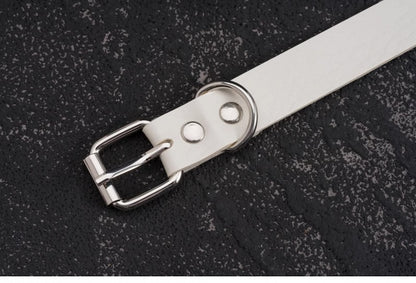 Weißes Halsband mit Pentagramm-Anhänger und Nieten