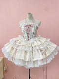 Boned + Ruffle Neck Halter Top Pink Balletcore Skirt Tiered Corset