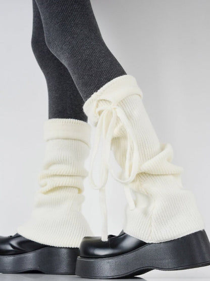 6 Leg Colors Strappy Bowknot Knitted Warmers Flared