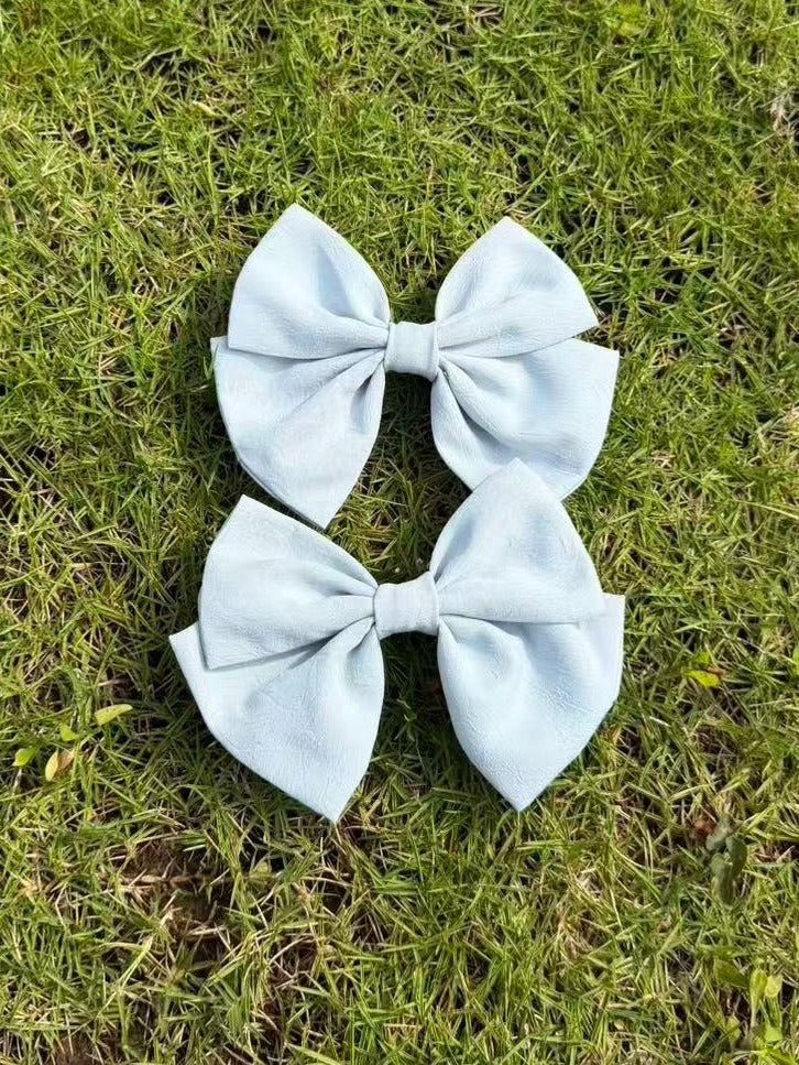 Lolita Bow Hair Clip in Apricot and Blue - Double sweet Lolita