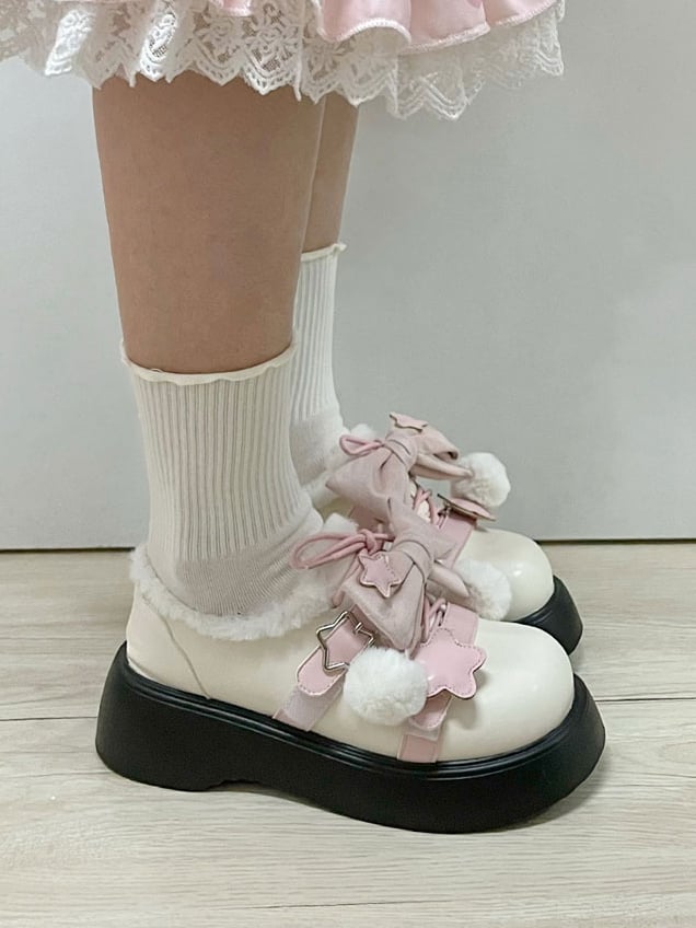 Accents Winter Star Fleece-Lined Sweet Beige Pink - Plateauschuhe