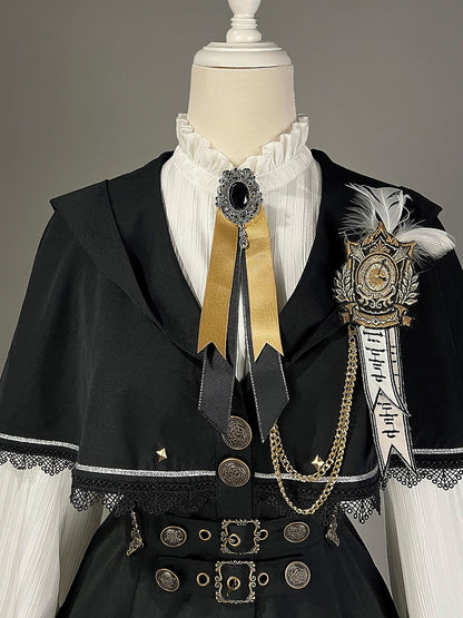 Lolita Skirt Dark Fashion Academia Print Coat Dragon Cape White Gothic Blouse Hooded +