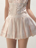 Ruffled Lace and Skirt Details with Pleats Pink