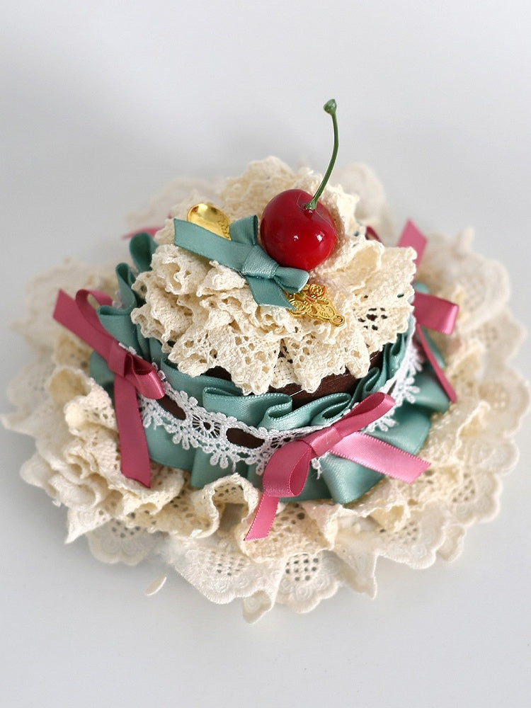 Cherry Hat Lace Sweet Mini Lolita Details Bowknot GreenPink Decorated Trim