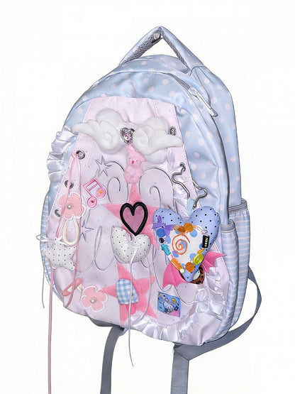 Sweet Winged Heart Backpack in Y2K Style - Black Cherry Sauce