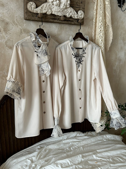 Classic Ouji Lolita Shirt with Short and Long Sleeves - Magic Skirt Cat