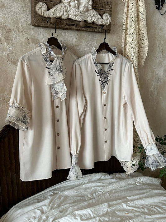 Classic Ouji Lolita Shirt with Short and Long Sleeves - Magic Skirt Cat