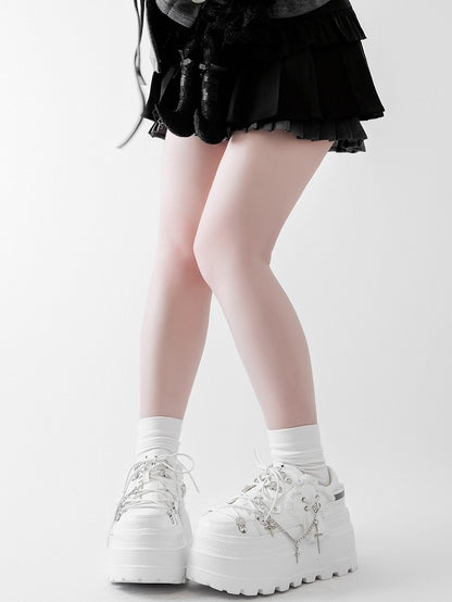 Ties Platform Detachable Punk Chain Shoes Design White Cross Lace-up Charm Front With
