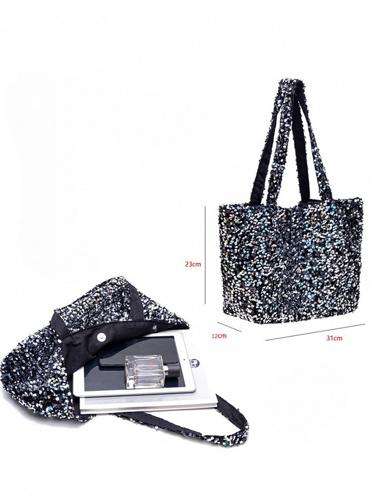 Carry Single Sequin Tote - Shimmering Shoulder Pink Bag