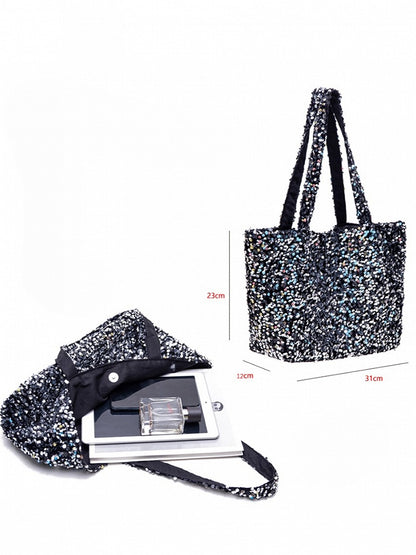 Carry Single Sequin Tote - Shimmering Shoulder Pink Bag