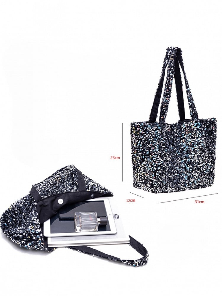 Sequin Style Kawaii Bag White Tote In Sparkling