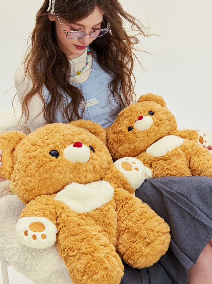 Detachable Straps Bear Plush Yellow Backpack Shoulder Size Middle/Large