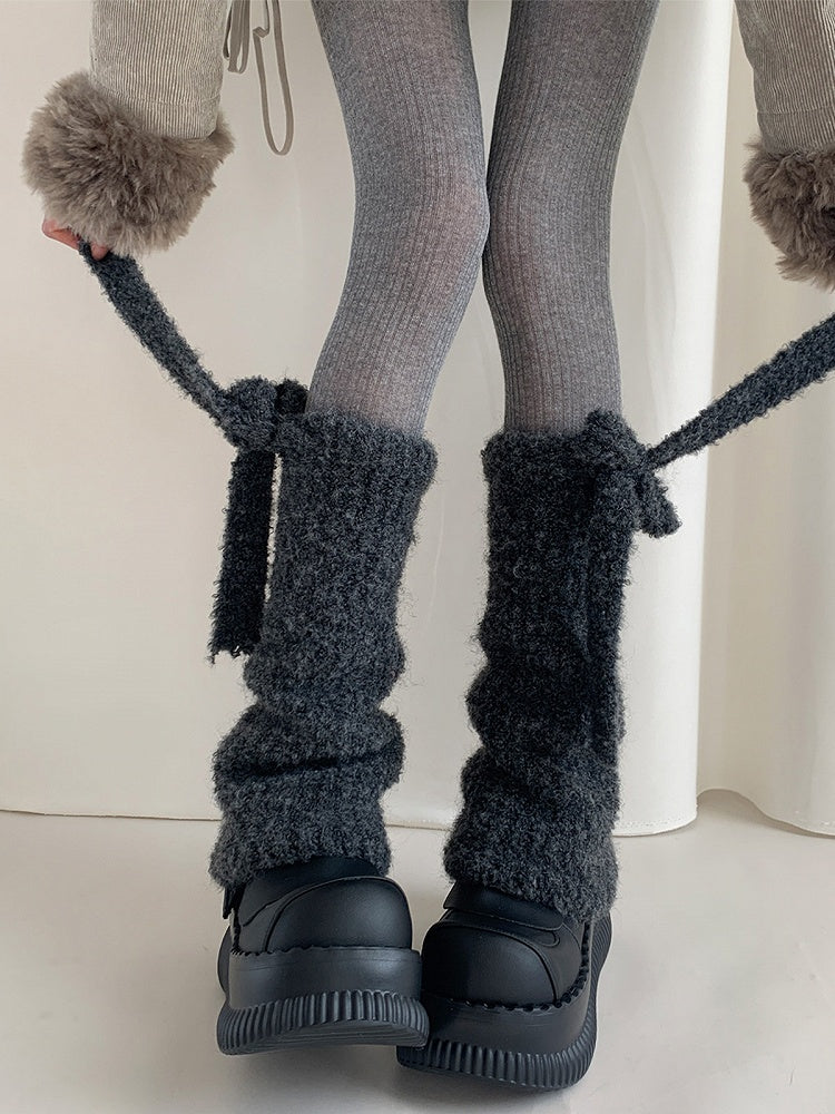 Fuzzy (3 Warmers Tie-Up Knit Leg Colors)